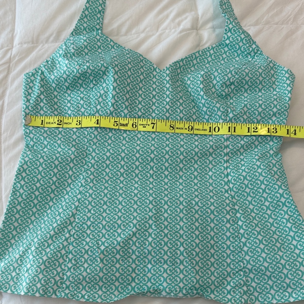 Ann Taylor Factory Store Teal blue Patterned Halter Tank Top Size 2